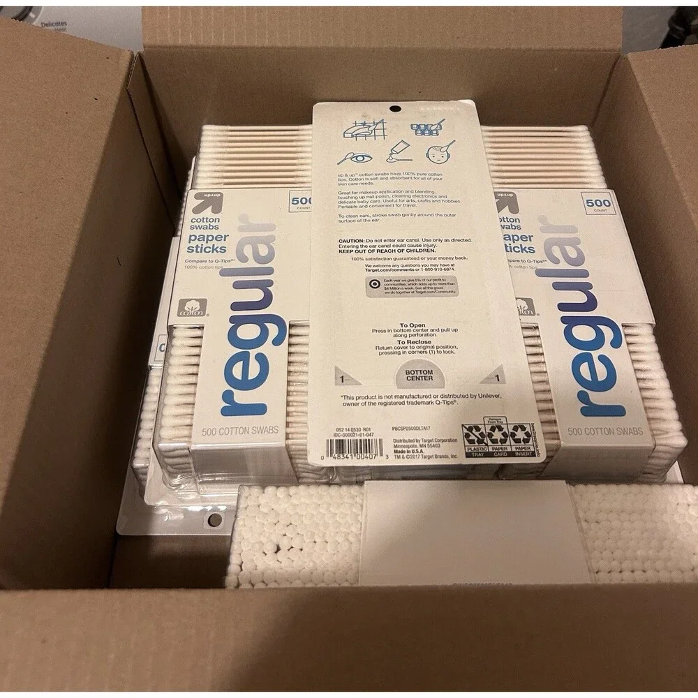 Up & Up cotton Swabs with Paper Sticks 500-pk. 14 Pack.